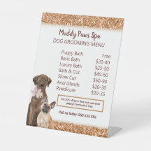 Menu Elegant Copper Glitter Dog Grooming