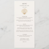 Menu Élégant coquillage doré crème double face mariage  (Devant)