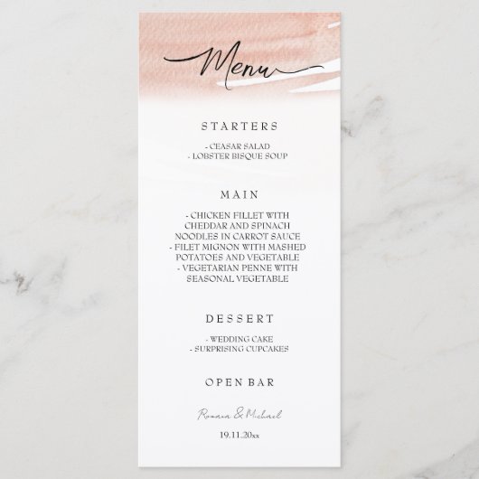 Menu Élégant corail en terre cuite (Devant)