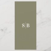 Menu Élégant couleur solide Olive Lily Mariage vert (Dos)