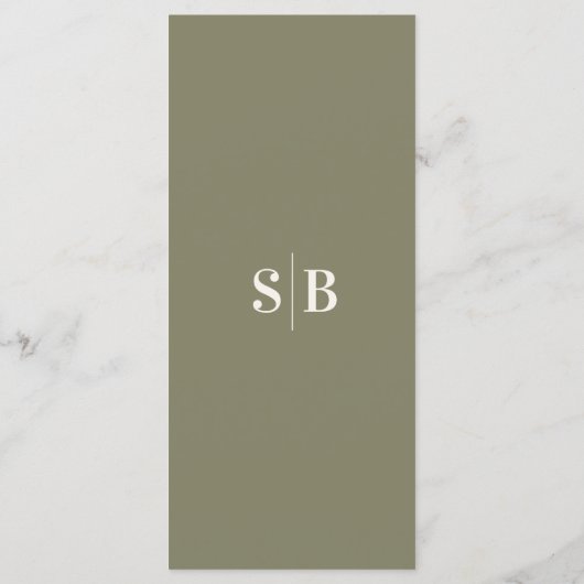 Menu Élégant couleur solide Olive Lily Mariage vert (Dos)