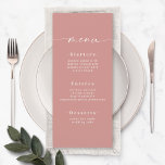 Menu Elégant couleur solide Rose rose Mariage<br><div class="desc">Elégant Couleur Solide Dusty Rose Rose Mariage Menu. Cette carte de menu moderne chic est simple classique et élégant avec un arrière - plan de couleur unie et une jolie police de calligraphie de script signature avec queues. Montré dans la nouvelle Colorway. Avec un joli monogramme à l'arrière. Disponible en...</div>