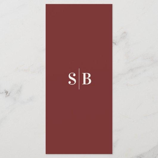 Menu Élégant couleur solide vin foncé cannelle Mariage  (Dos)