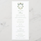 Menu Elegant Crest w/ Sage Green Bow | Monogram Wedding (Devant)