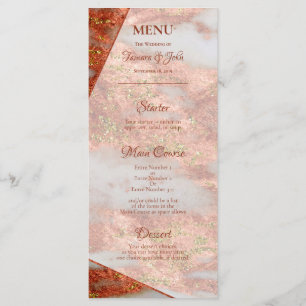 Menu Elégant cuivre marbre doré Géométrique 2 côtés Men