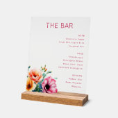 Menu élégant de bar floral rose (Angle)