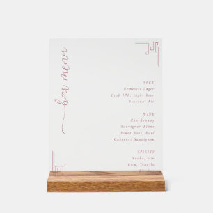 Menu élégant de bar minimaliste rose