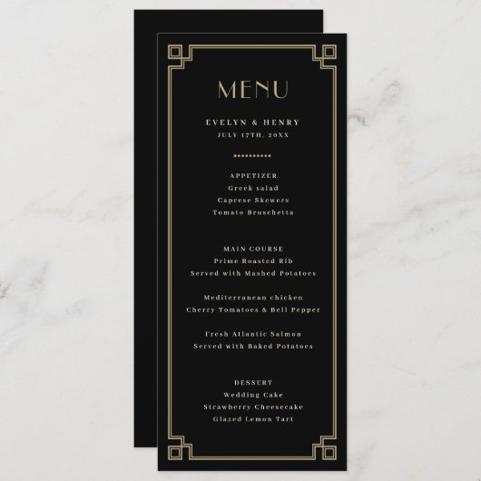 Menu élégant de bordure décorative (Devant / Derrière)