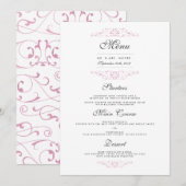 Menu élégant de dîner de mariage avec fioritures r (Devant / Derrière)