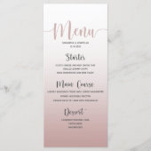 Menu élégant de dîner de mariage rose poudré simpl (Devant)