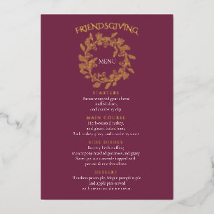 Menu élégant de dîner Friendsgiving