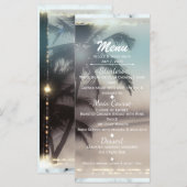 Menu élégant de fête tropicale de plage avec palmi (Devant / Derrière)
