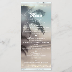 Menu élégant de fête tropicale de plage avec palmi