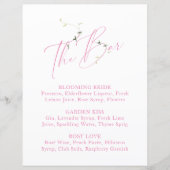 Menu Élégant de la barre de Fête des mariées rose  (Devant)