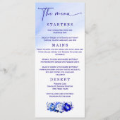 Menu Élégant de Mariage Bleu et Argent (Devant)