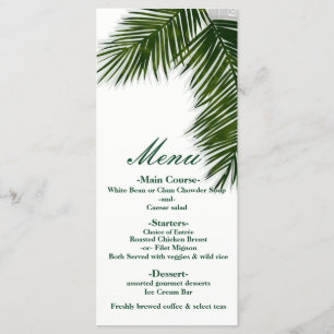 Menu élégant de mariage de feuille tropicale de