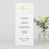 Menu élégant de mariage de manuscrit - jaune (Debout devant)