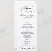 Menu élégant de mariage de manuscrit - noir (Devant / Derrière)