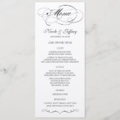 Menu élégant de mariage de manuscrit - noir (Devant)