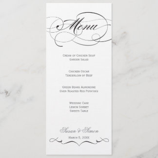 Menu élégant de mariage de manuscrit - noir