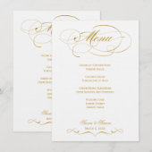 Menu élégant de mariage de manuscrit - or (Devant / Derrière)