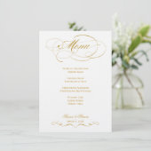 Menu élégant de mariage de manuscrit - or (Debout devant)