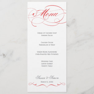 Menu élégant de mariage de manuscrit - rouge