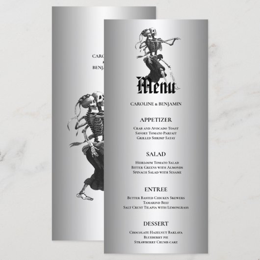 Menu élégant de mariage d'Halloween (Devant / Derrière)