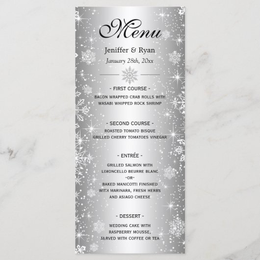 Menu élégant de mariage d'hiver (Devant)
