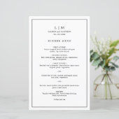 Menu Élégant de Mariage Noir et Blanc Simple (Debout devant)