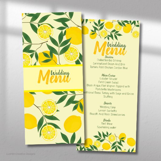 Menu Élégant de Mariage Plat au Citron