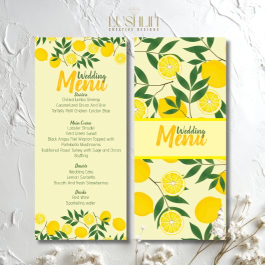 Menu Élégant de Mariage Plat au Citron
