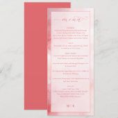 Menu Élégant de Mariage Rose Romantique (Devant / Derrière)