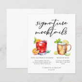 Menu élégant de mocktails pour mariage en soirée (Devant / Derrière)