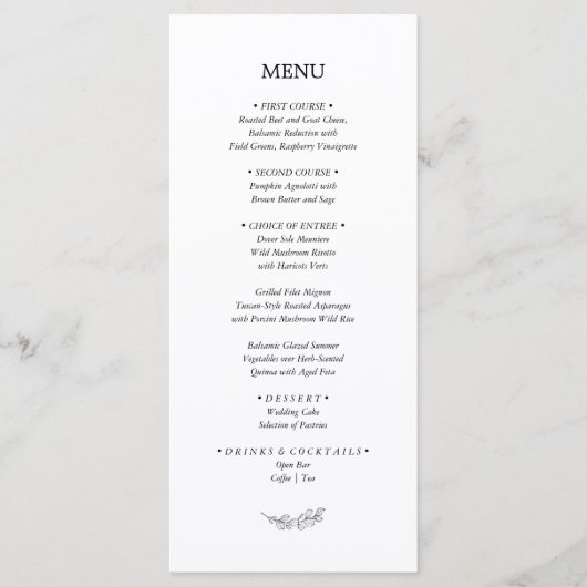 Menu élégant de réception de mariage moderne de Ma (Devant)