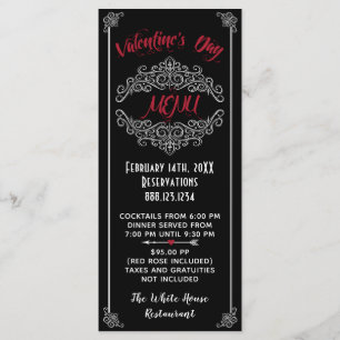 Menu élégant de Saint-Valentin