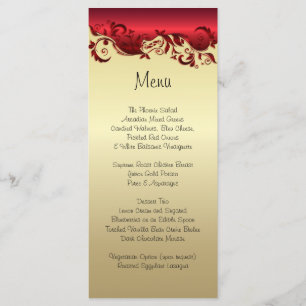 Menu Elégant design Mariage rouge et or