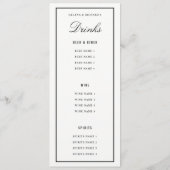 Menu Élégant dîner de mariage noir blanc épais bordure (Dos)