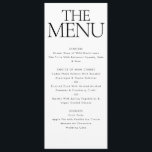 Menu Élégant Dîner Mariage noir blanc moderne<br><div class="desc">Elégant Noir Blanc Mariage Dîner Slim Menu Modèle</div>