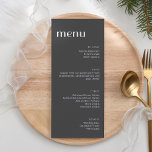 Menu Élégant Dîner Noir Blanc Art Déco Haut<br><div class="desc">Mini élégant Art Déco Mariage Tall Dinner Menu en noir et blanc</div>