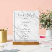 Menu élégant du bar en marbre blanc (Mariage)