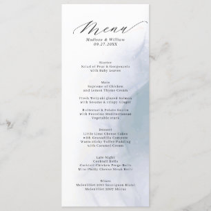 Menu Élégant Dusty Blue Calligraphy Script Mariage