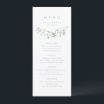 Menu Elégant Dusty Blue Fleur sauvage Rustic Boho Maria<br><div class="desc">Elégant design délicat fleur sauvage aquarelle, avec personnalisation de vos propres détails. Palettes pastel de jaune tendre, blanc cassé, vert sauge, bleu poussiéreux, verdure botanique, simple et romantique. De superbes menus à fleurs mariage pour mariage rustique moderne, mariage de jardin de campagne et mariage boho au printemps et en été....</div>
