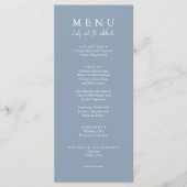 Menu Elégant Dusty Blue Mangeons Calligraphie Mariage (Devant)