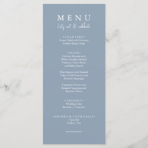 Menu Elégant Dusty Blue Mangeons Calligraphie Mariage