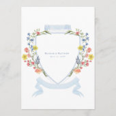 Menu Elegant Dusty Blue Pastel Wildflower Crest Wedding (Dos)
