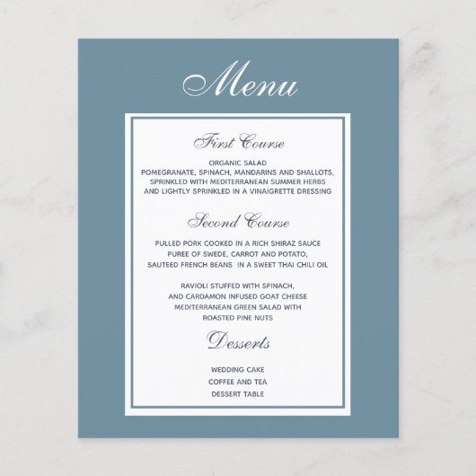 Menu Elegant Dusty Blue Wedding (Voorkant)