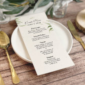 Menu Elégant Dusty Greenery Mariage de feuillage