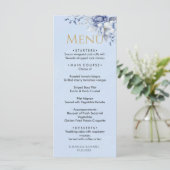 Menu Elegant Dusty Powder Blue Floral Wedding Dinner (Debout devant)
