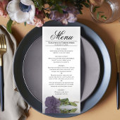 Menu Elégant Dusty Purple Rose Réflexions Mariage